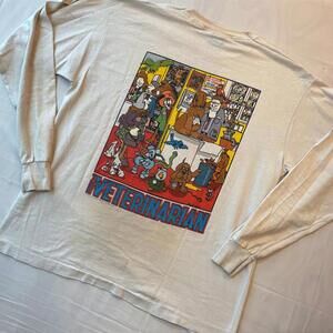 🐶 Vintage 90s LSU Vet School Long Sleeve Tee XL John Holladay Art Thrashed